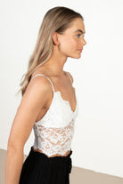 White Lace Lined Crop Cami