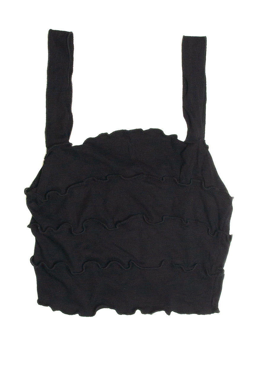Black Tiered Crop Tank
