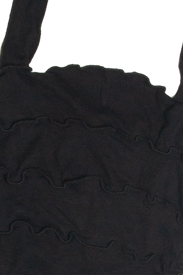 Black Tiered Crop Tank