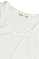 White Satin Bow Ribbed Shirt