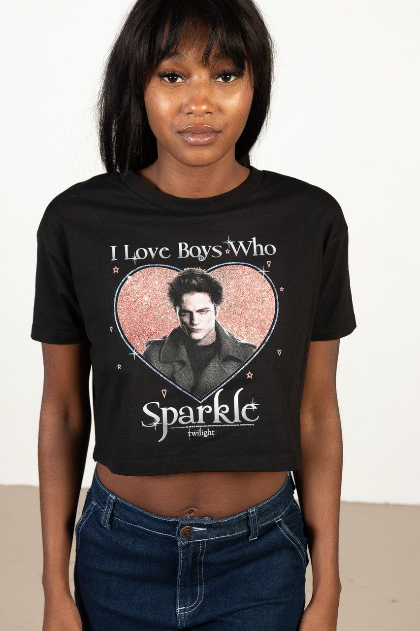 I Love Boys Who Sparkle Twilight Crop Tee