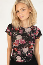 Rose Script Mesh Tee