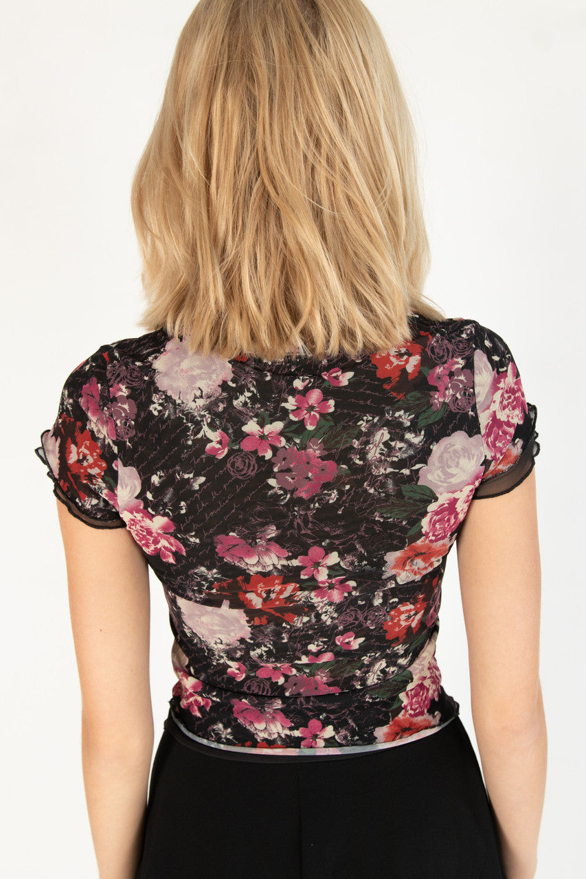 Rose Script Mesh Tee