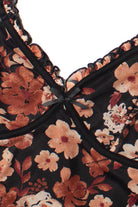 Black Floral Ruffle Mesh Tank
