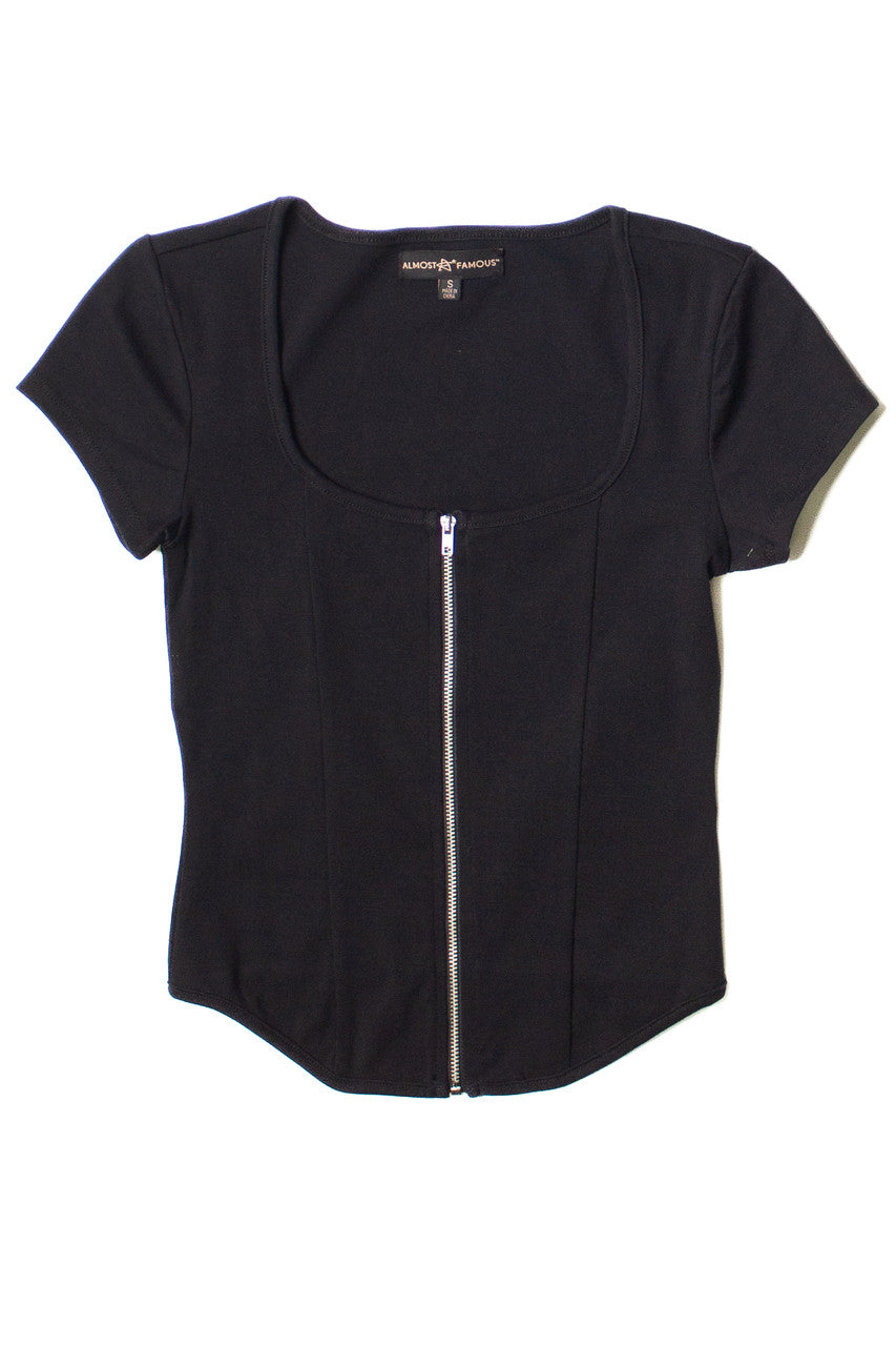 Black Zip Front Tee