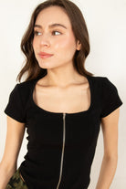 Black Zip Front Tee