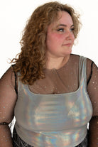 Extended Sizes Mesh Holo Dot Long Sleeve