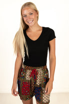 Black Seamless V Neck Tee
