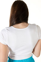 White Seamless V Neck Tee