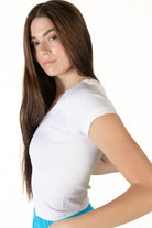 White Seamless V Neck Tee