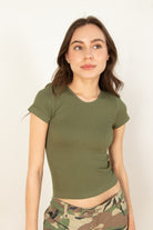 Olive Seamless Crew Neck Shirt