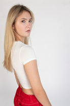 White Short Sleeve Crop Tee