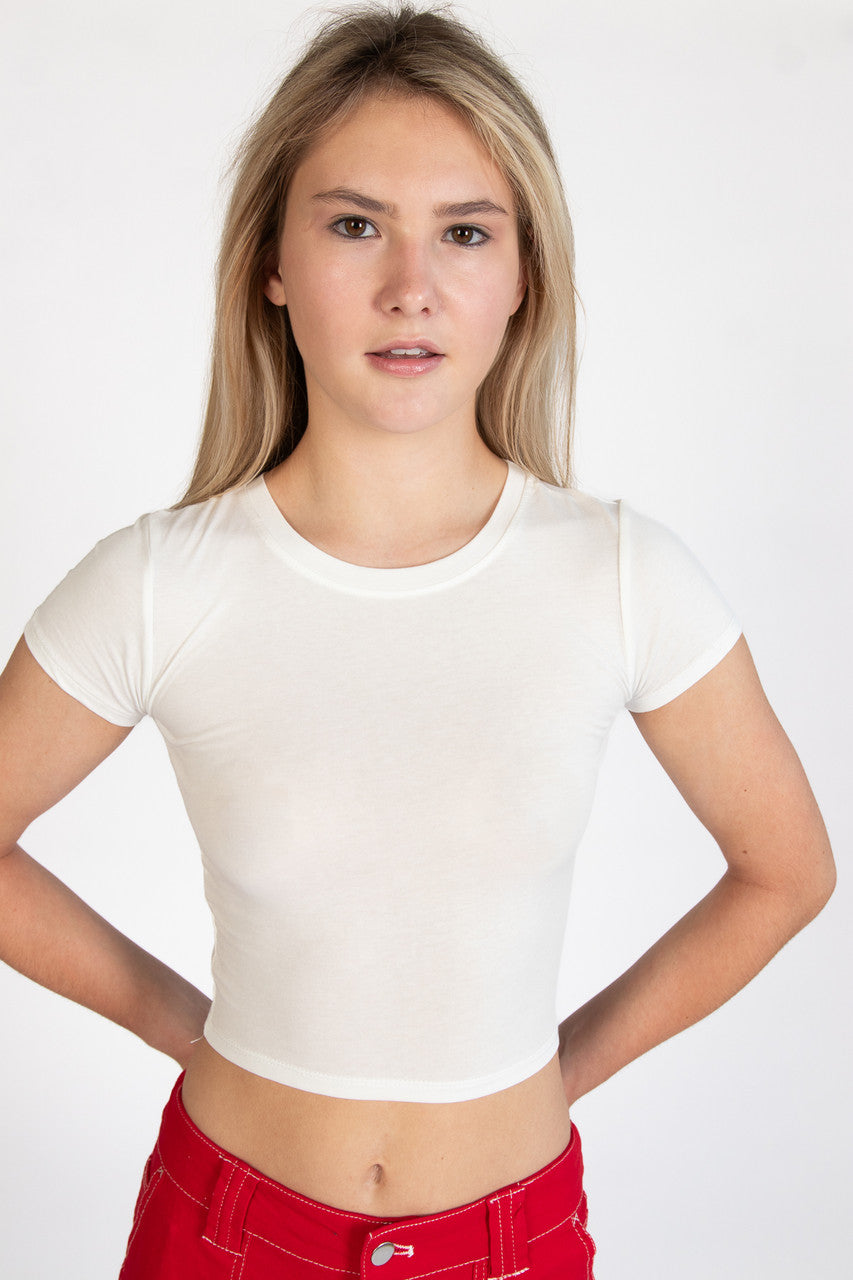 White Short Sleeve Crop Tee