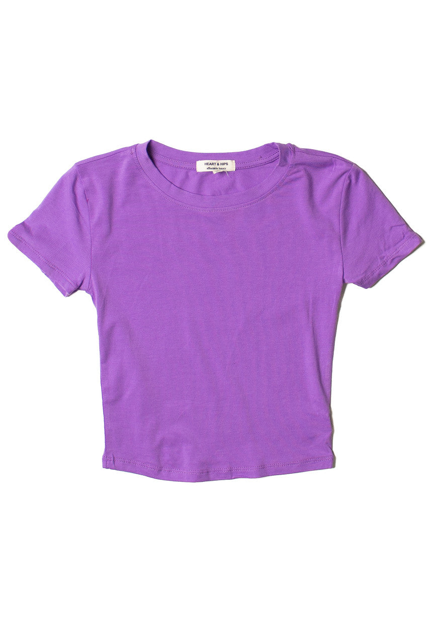 Electric Purple Short Sleeve Crop Tee