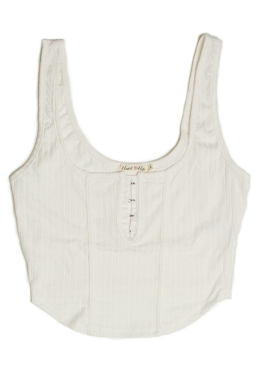 White Hook and Eye Ribbed Cami