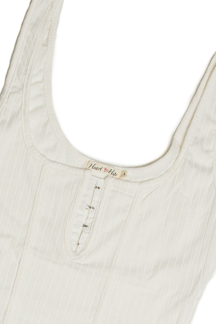 White Hook and Eye Ribbed Cami