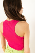 Pink Ribbed Crop Tank