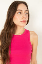 Pink Ribbed Crop Tank