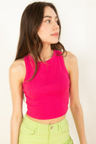 Pink Ribbed Crop Tank