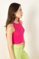 Pink Ribbed Crop Tank