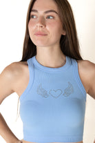 Blue Crystal Heart Seamless Tank