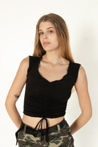 Black Center Ruched Tee
