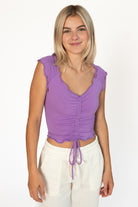 Amethyst Purple Center Ruched Tee