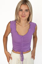Amethyst Purple Center Ruched Tee