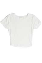 White Ribbed Crop Shirt