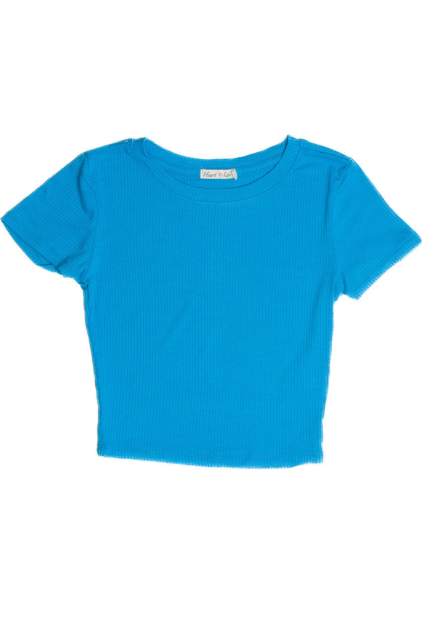 Azure Ribbed Crop Shirt