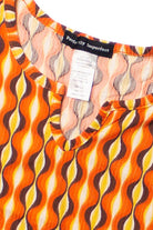 70's Wave Print Notch Neck Tee