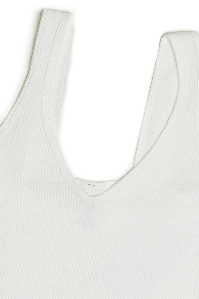 White Seamless Crop V Tank