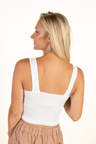White Seamless Crop V Tank