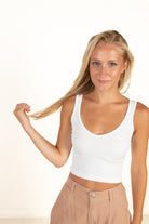 White Seamless Crop V Tank