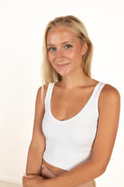 White Seamless Crop V Tank