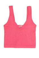 Pink Seamless Crop V Tank