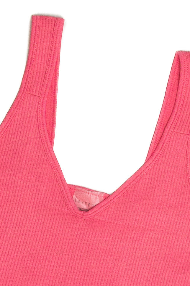 Pink Seamless Crop V Tank