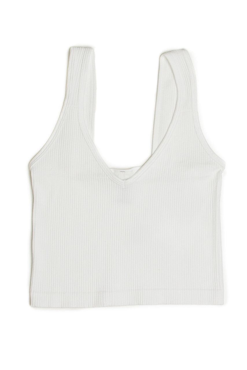 White Seamless Crop V Tank