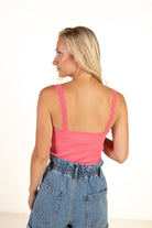 Rose Pink Lace Trim Seamless Tank