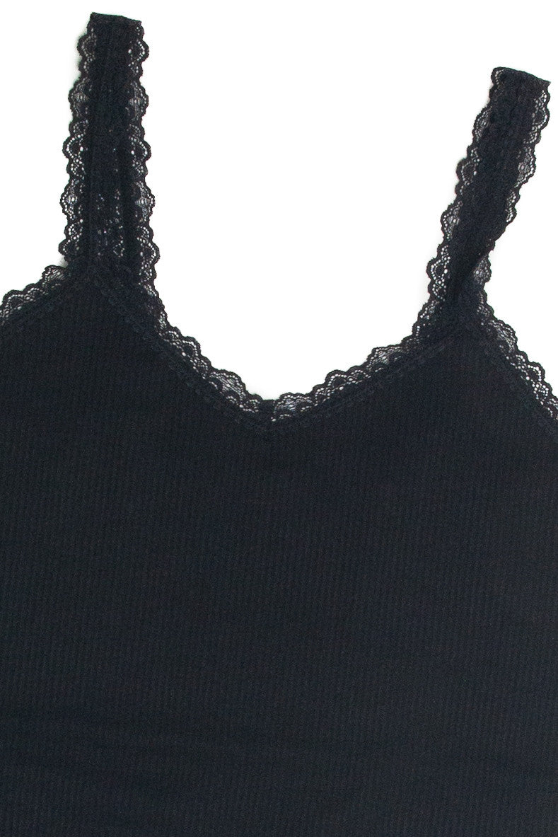Black Lace Trim Seamless Tank