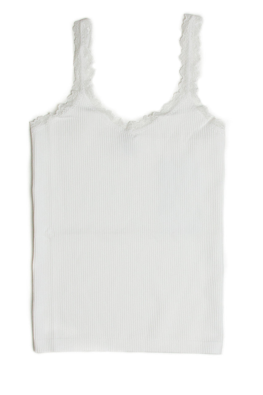 White Lace Trim Seamless Tank