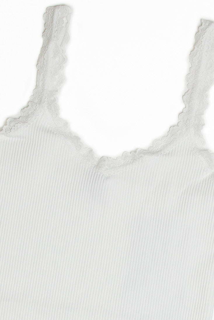 White Lace Trim Seamless Tank