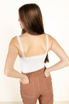 White Lace Trim Seamless Tank