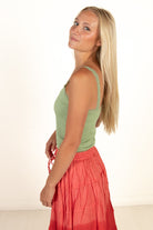 Sage Lace Trim Seamless Tank