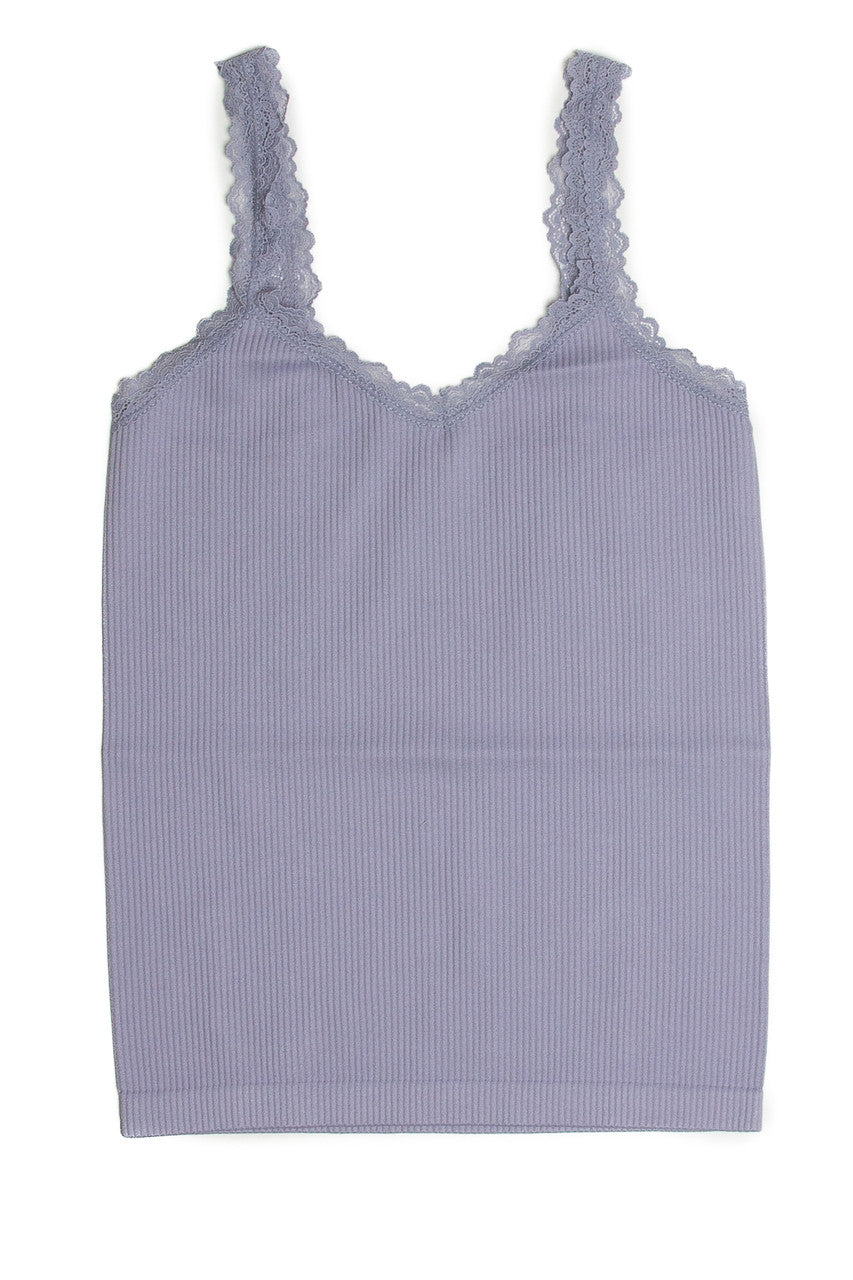 Lavender Lace Trim Seamless Tank