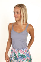 Lavender Lace Trim Seamless Tank