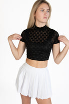 Checker Mesh Short Sleeve Mock Shirt