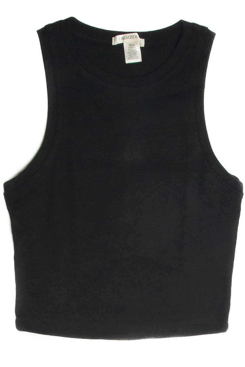 Black Ribbed Crew Tank