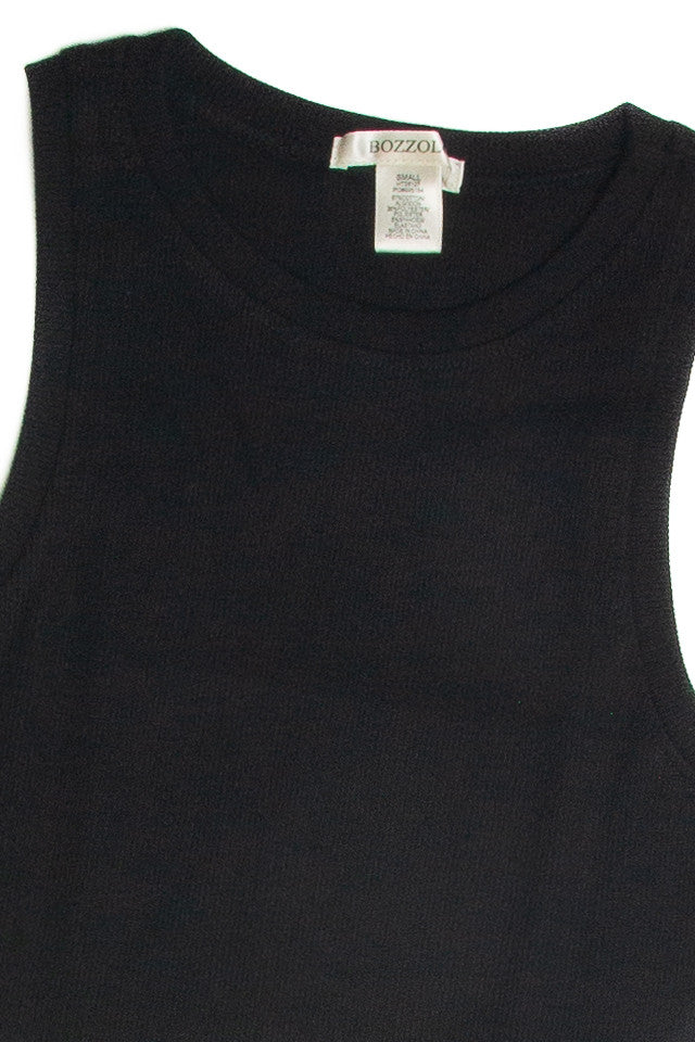 Black Ribbed Crew Tank