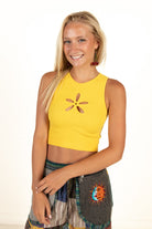 Sunny Yellow Flower Cutout Seamless Tank